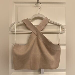 House of Harlow 1960 Cream Knit Crop Halter Top, Women's Size Large, NWT